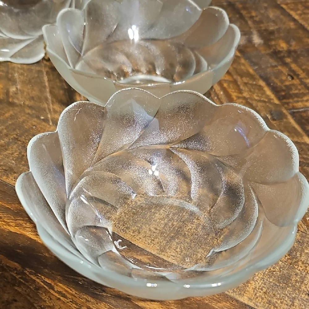 Elegant Frosted Glass Bowl Set - 6 Total